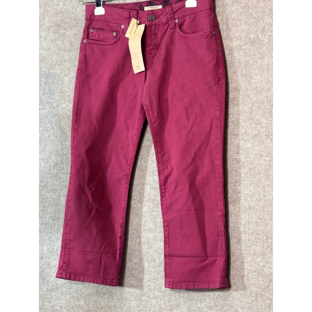 Burberry Skinny Leg Pants Women 26 Red Cropped Low Rise Designer Casual Chic